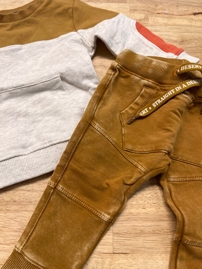 Noppies Outfit Set – Size 4–6M (Cream/Mustard Jogger)