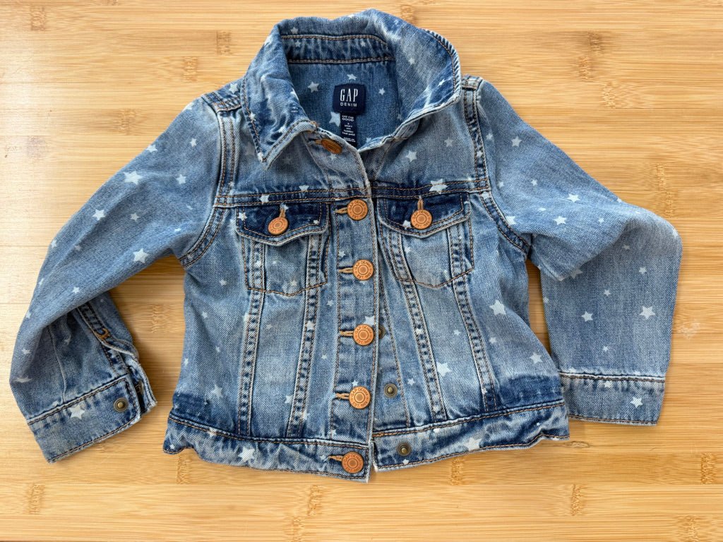 Baby Gap Star Bleach Wash Denim Snap Jacket – 3Y | Light-Medium Wash - Nest and Sprout-Consignment