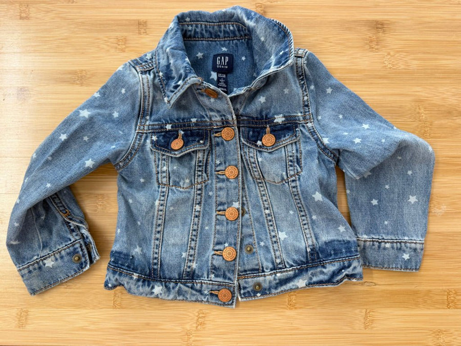 Baby Gap Star Bleach Wash Denim Snap Jacket – 3Y | Light-Medium Wash - Nest and Sprout-Consignment