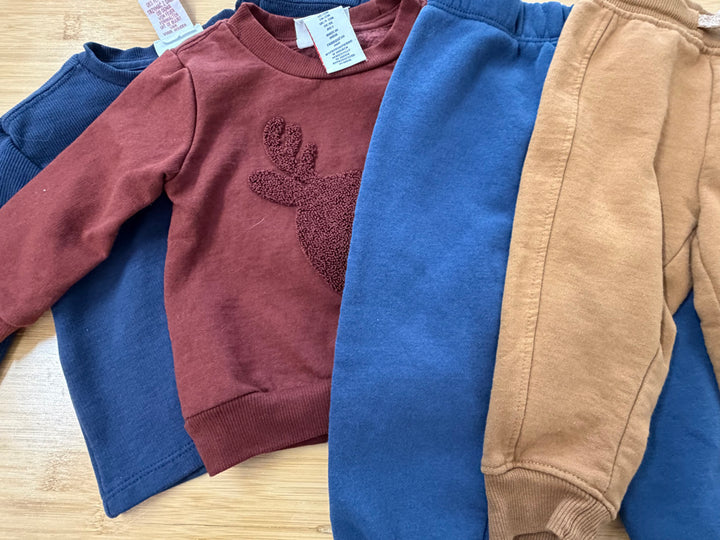 Tommy Bahama 4-Piece Set – 12M | Dark Neutrals Sweatshirt & Pants Boy Fit Like New