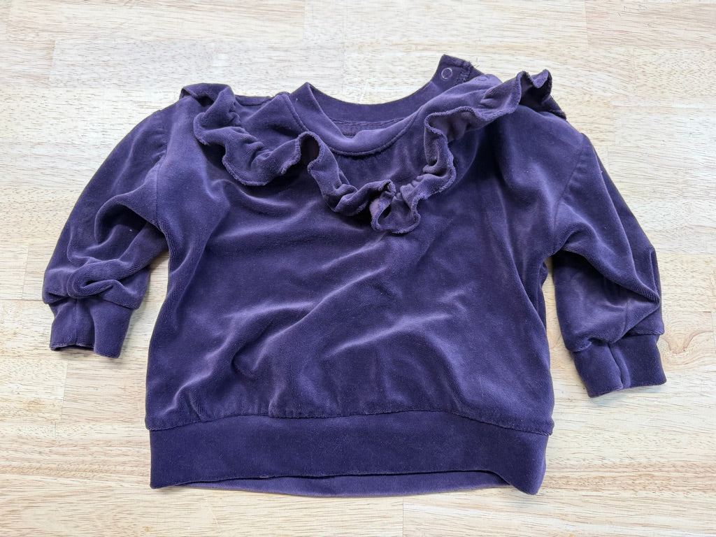 George Velour Sweater – 6-12 Months | Purple | Ruffle
