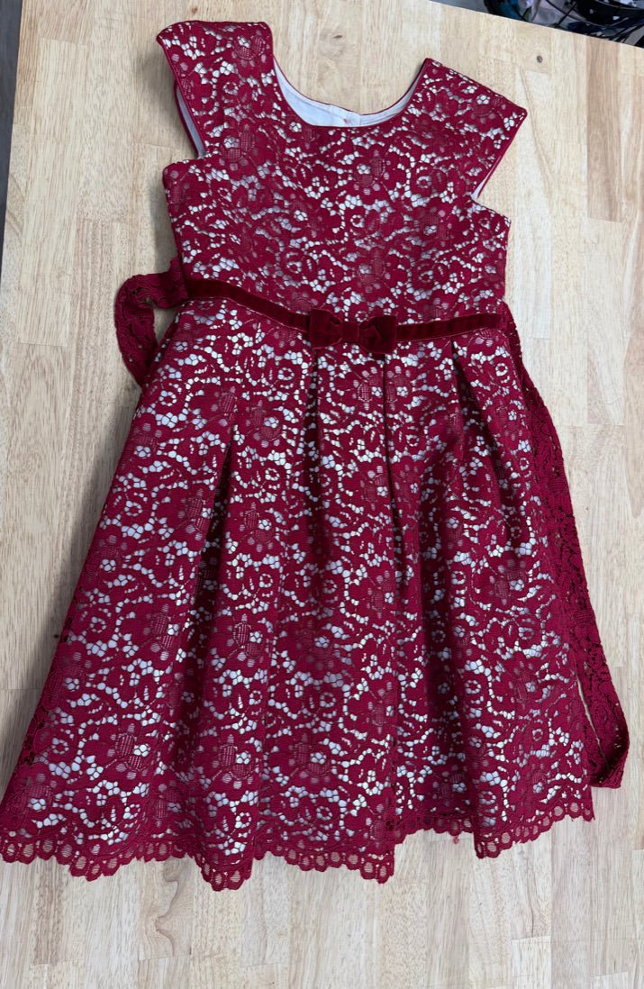 Jona Michelle Special Occasion Dress – 7 | Ruby Overlay with Silver | Button-Up - Nest and Sprout-Consignment