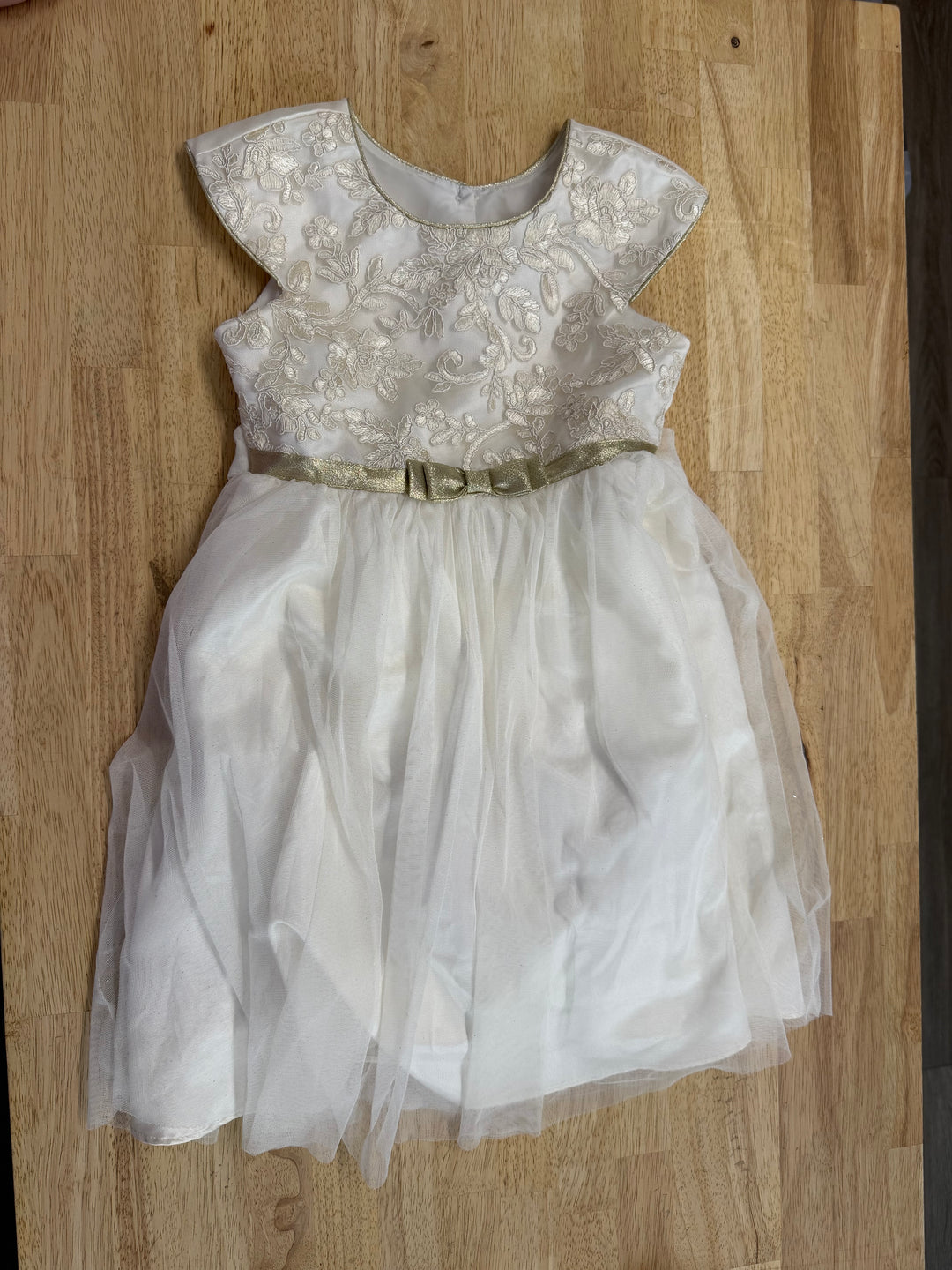 Jona Michelle Special Occasion Dress – 5 | Cream Button-Up Appliqué Bodice