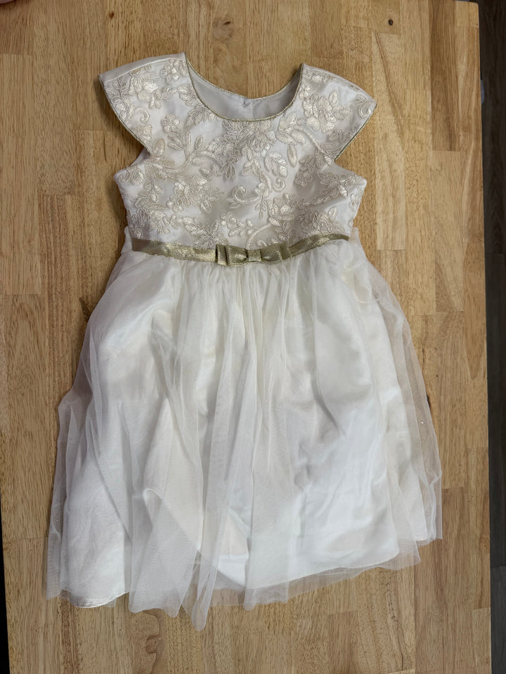 Jona Michelle Special Occasion Dress – 5 | Cream Button-Up Appliqué Bodice