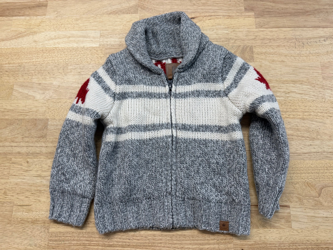 Canadiana Knit Sweater – 3T | Grey and White