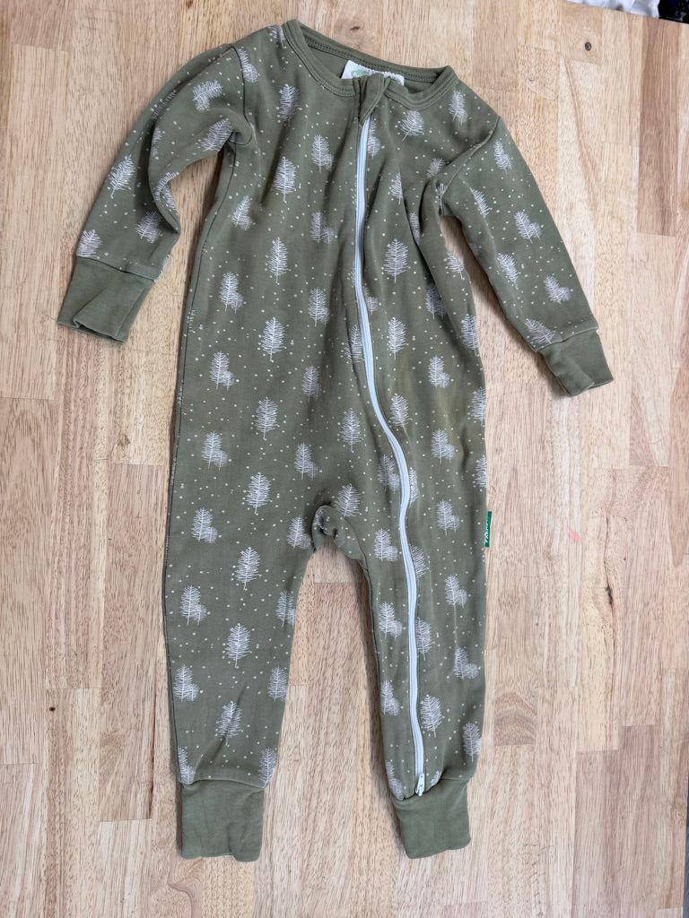 Parade Organics Footless Sleeper – 18–24M | Sage Green Tree Print