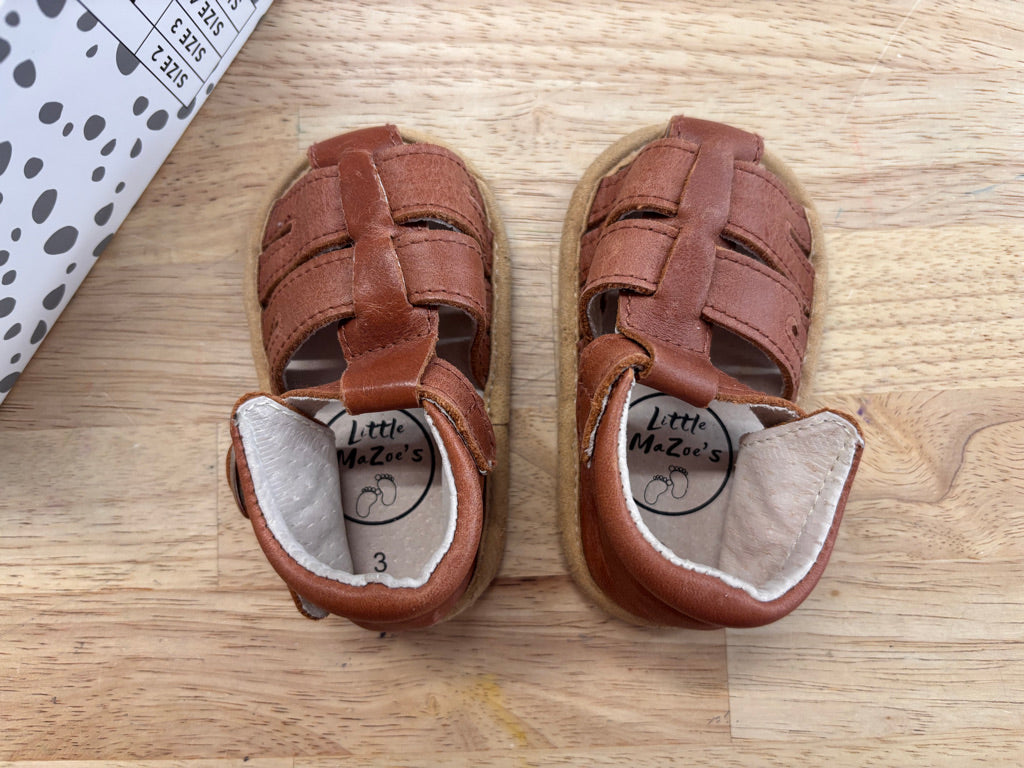 Little MaZoes Size 3 Leather Sandals (Open Package, NWT)