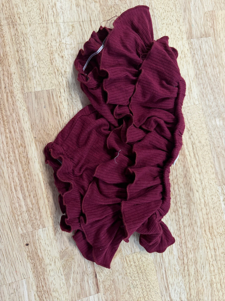 Kate Quinn Ruffle Diaper Cover – 12–18M | Burgundy Elastic