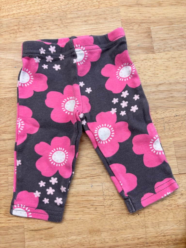 Just One You by Carters Leggings – Size NB (Grey/Pink Floral) - Nest and Sprout - Consignment