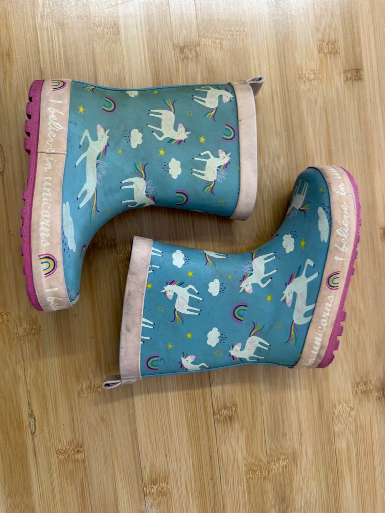 Elements Unicorn Rain Boots – 8 | Blue | Play - Nest and Sprout-Consignment