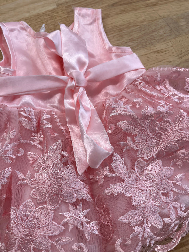 Babyhug 3–6M Pink Dress – Sequin Overlay