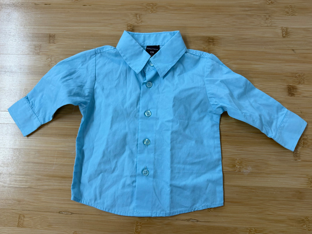 Nautica Button Down Shirt – 12 Months | Light Blue | Collared | Formal