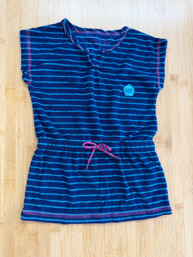 Souris Mini Navy & Turquoise Terry Towel Dress – 2Y