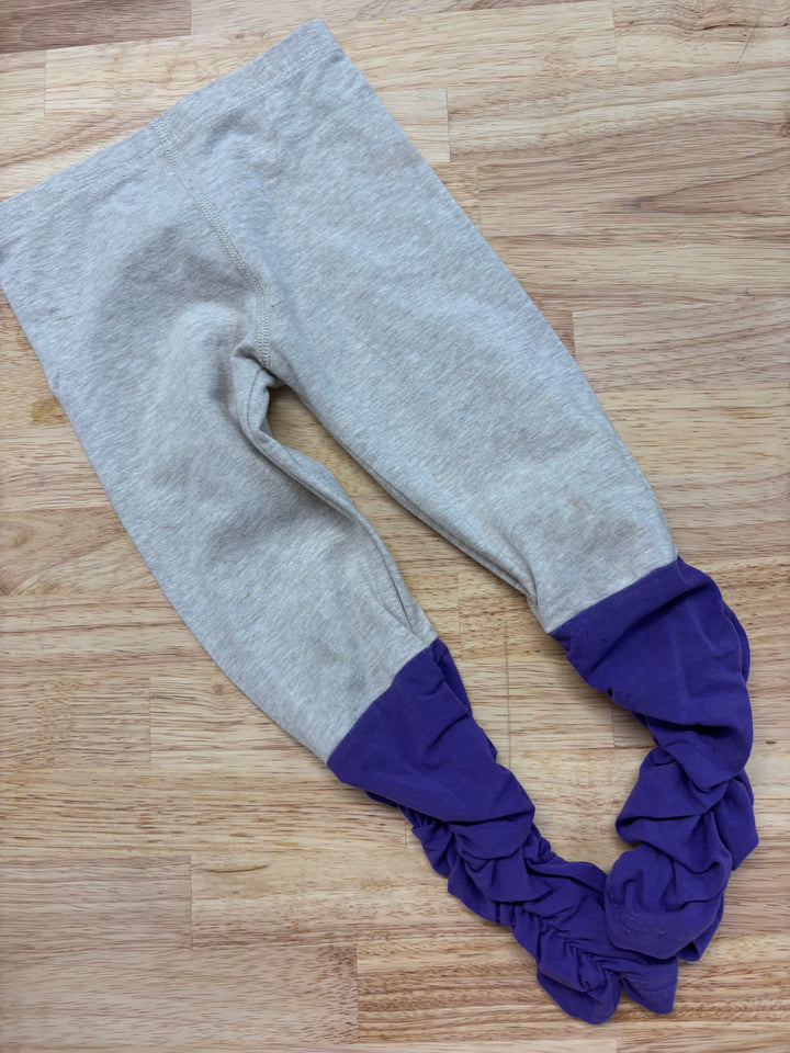 Peekaboo Beans Spirit Leggings (Size 3, Oatmeal and Purple)