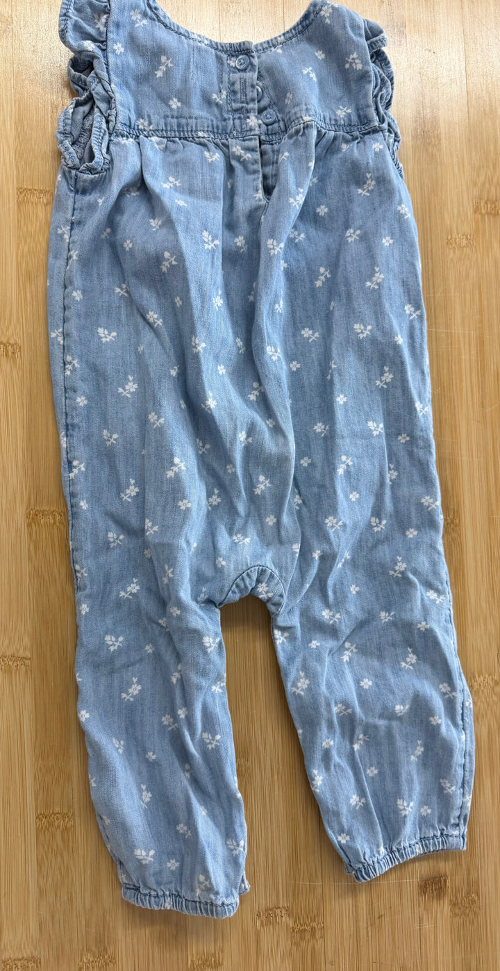 Gap Denim Jumper – 12-18 Months | Light Wash | Ditsy Floral
