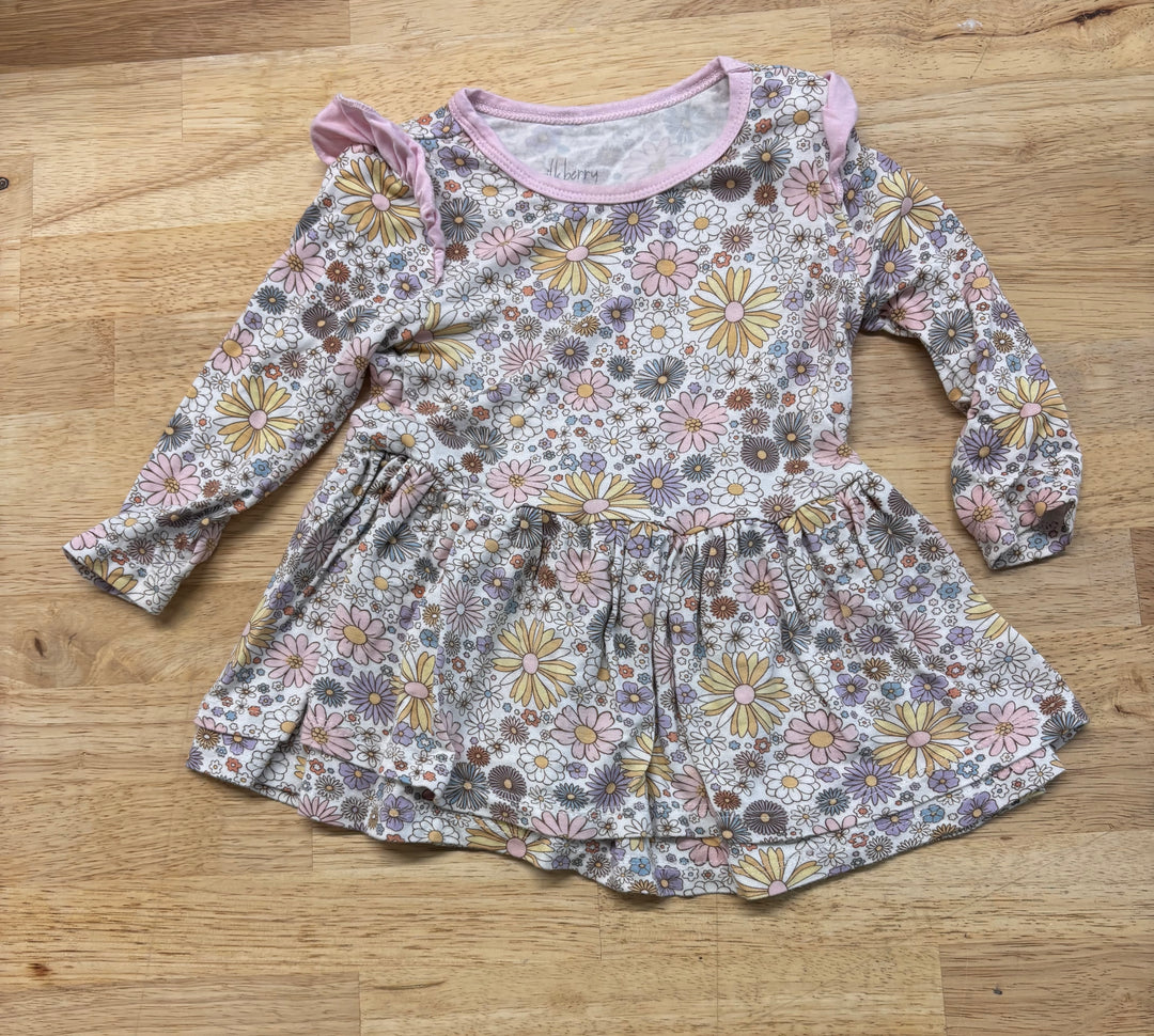 Milkberry Dress Set – 6-9M Pink Floral Bamboo