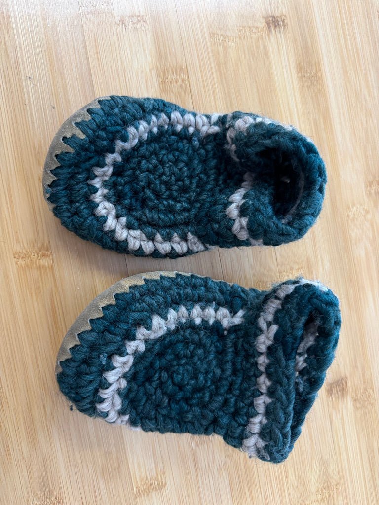 Padraig Booties – 7.25" | Green & Grey Wool | Play - Nest and Sprout-Consignment