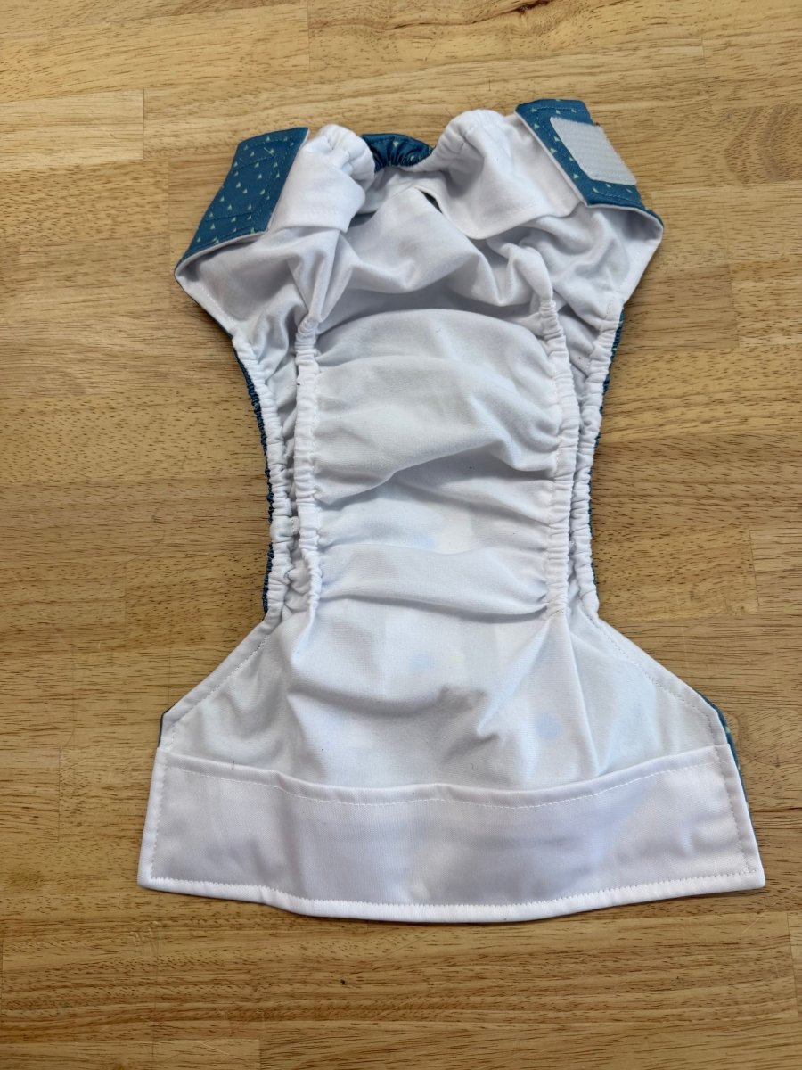 La Petite Ourse Pocket Cloth Diaper | Blue Velcro White Microsuede - Nest and Sprout - Consignment