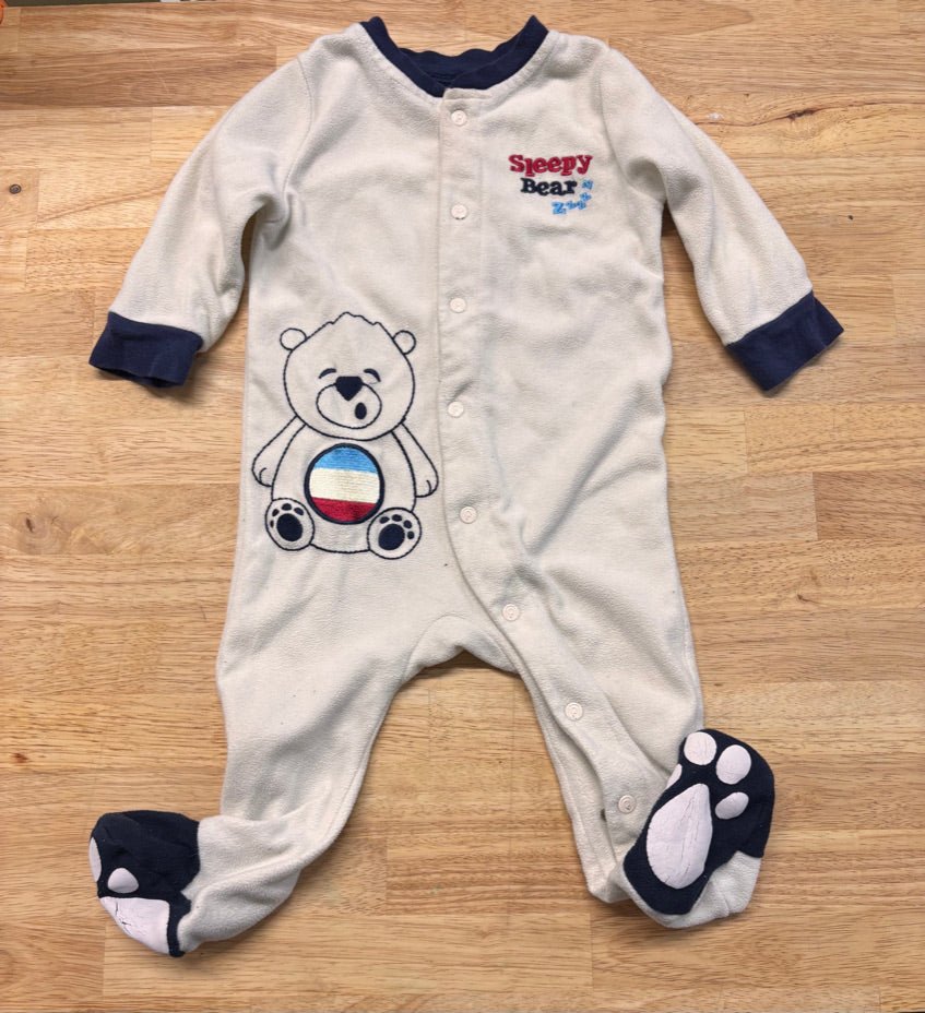 Please Mum Fleece Sleeper – 6–12M White Bear - Nest and Sprout - Consignment
