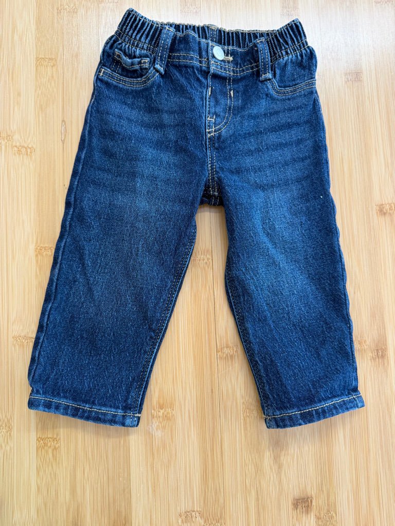 Old Navy Snap Medium Wash Jeans – 12–18M | Elastic Waist Button-Up - Nest and Sprout-Consignment