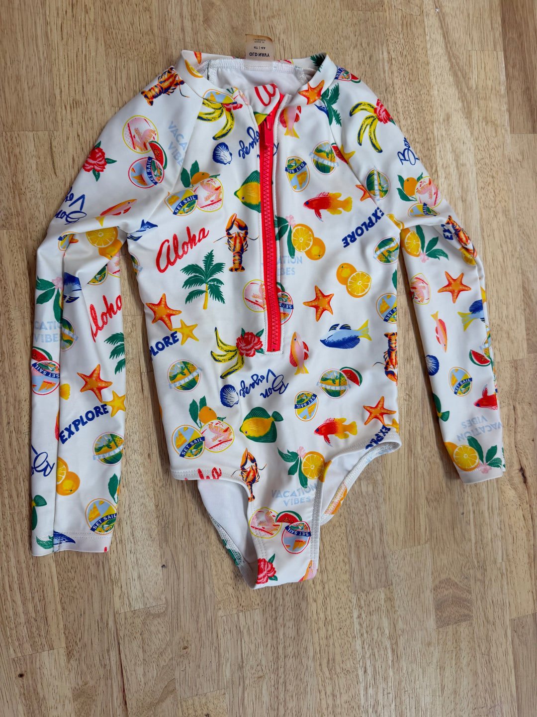 Old Navy One Piece Swimsuit – 4T | Cream | Vacation Print