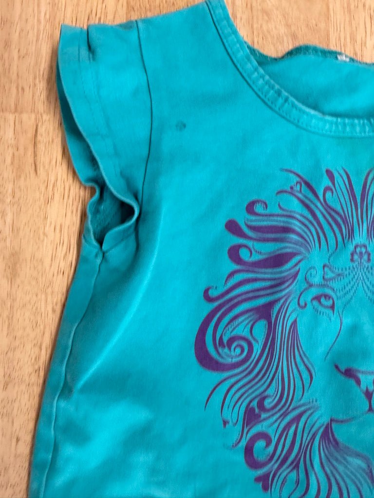 Peekaboo Beans Tunic – 5 | Turquoise & Lime Lion Face | Play - Nest and Sprout - Consignment