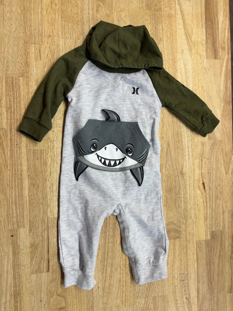 Hurley Shark Romper with Hood | 12M