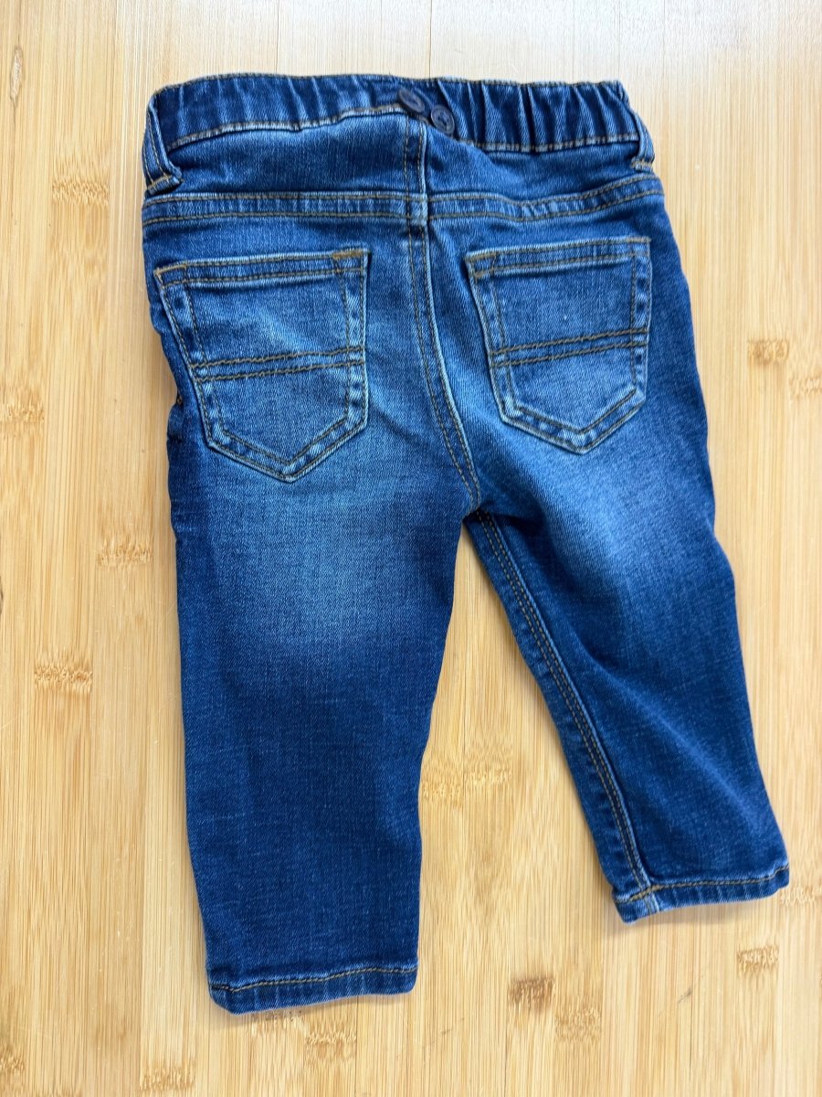 OshKosh jeans – 6/9 Months | Denim | Medium Wash | Suspender Buttons - Nest and Sprout-Consignment