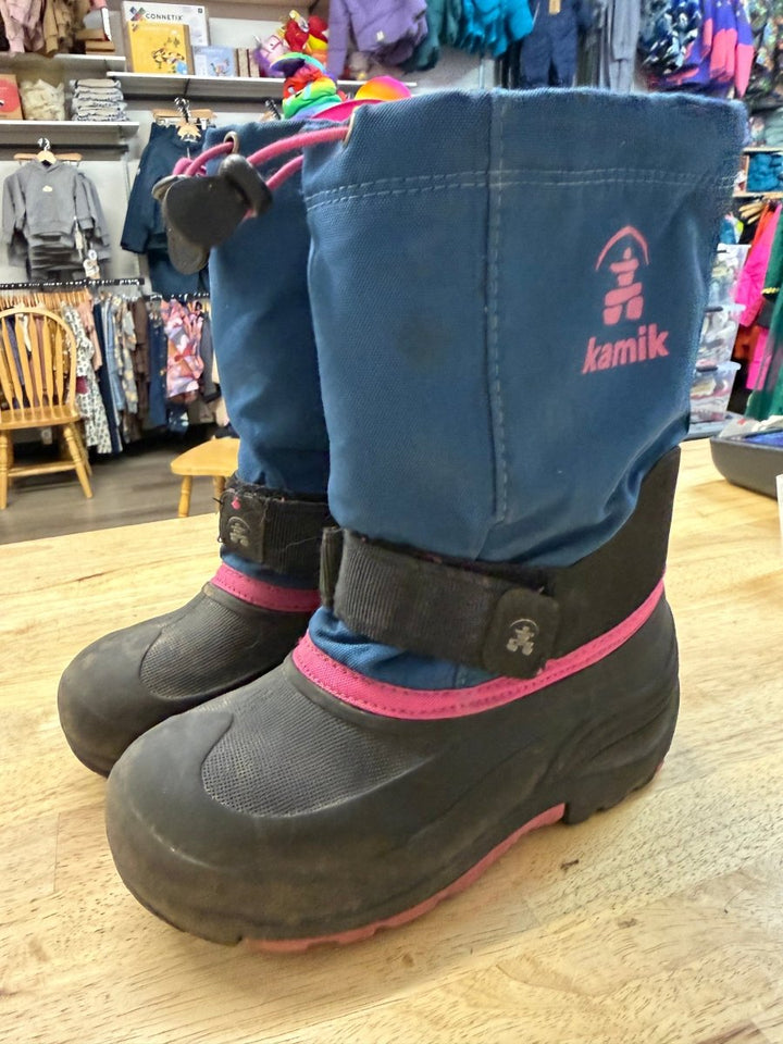 Kamik Galosh Rain Boots – Youth 2 | Navy and Pink | With Liners - Nest and Sprout-Consignment