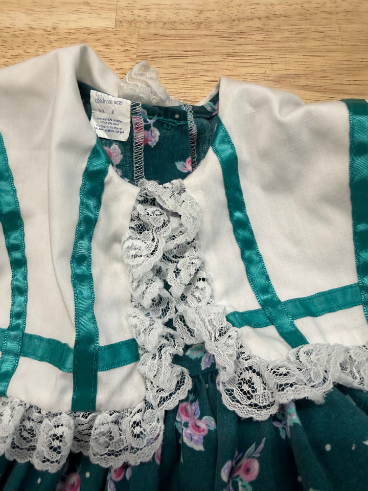 Kotton Kandi Vintage Fruit Dress – 2 | Forest Green | Lace Layer