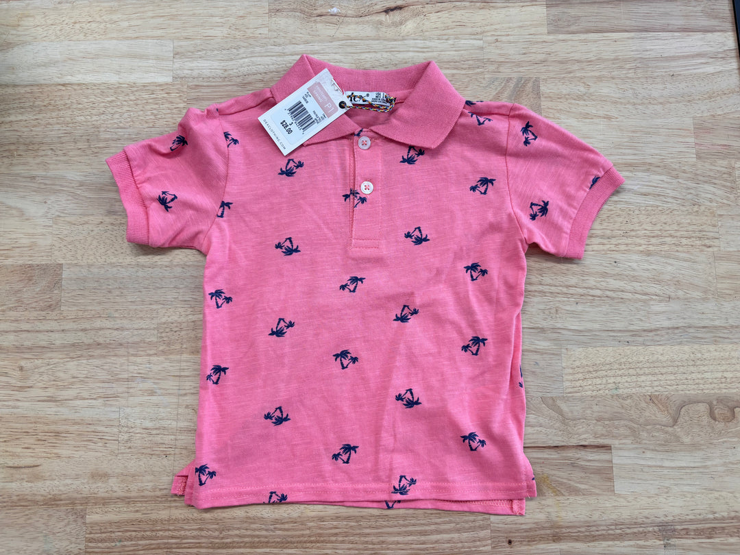 Dex Size 3 Polo Shirt – Pink Palm Tree Print NWT