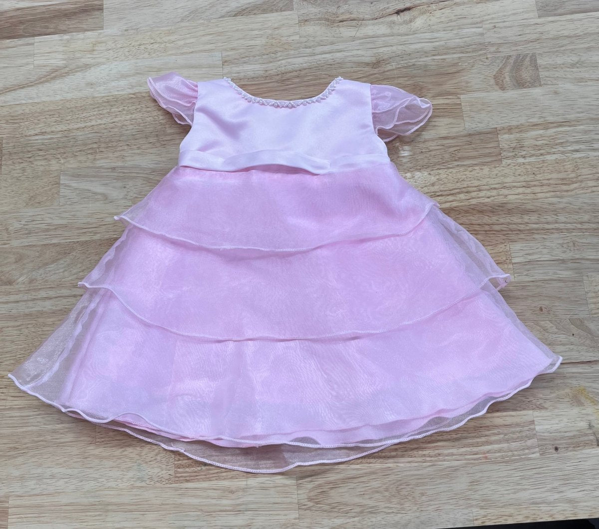 Thy Thy 6 - 12 Month Flower Girl Dress – Light Pink with Tulle & Beaded Neckline - Nest and Sprout - Consignment