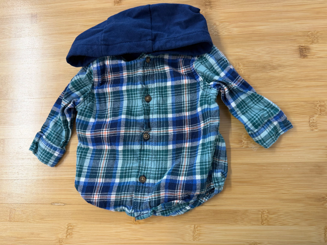 Carter's Hooded Flannel – 3M | Blue & Green Plaid