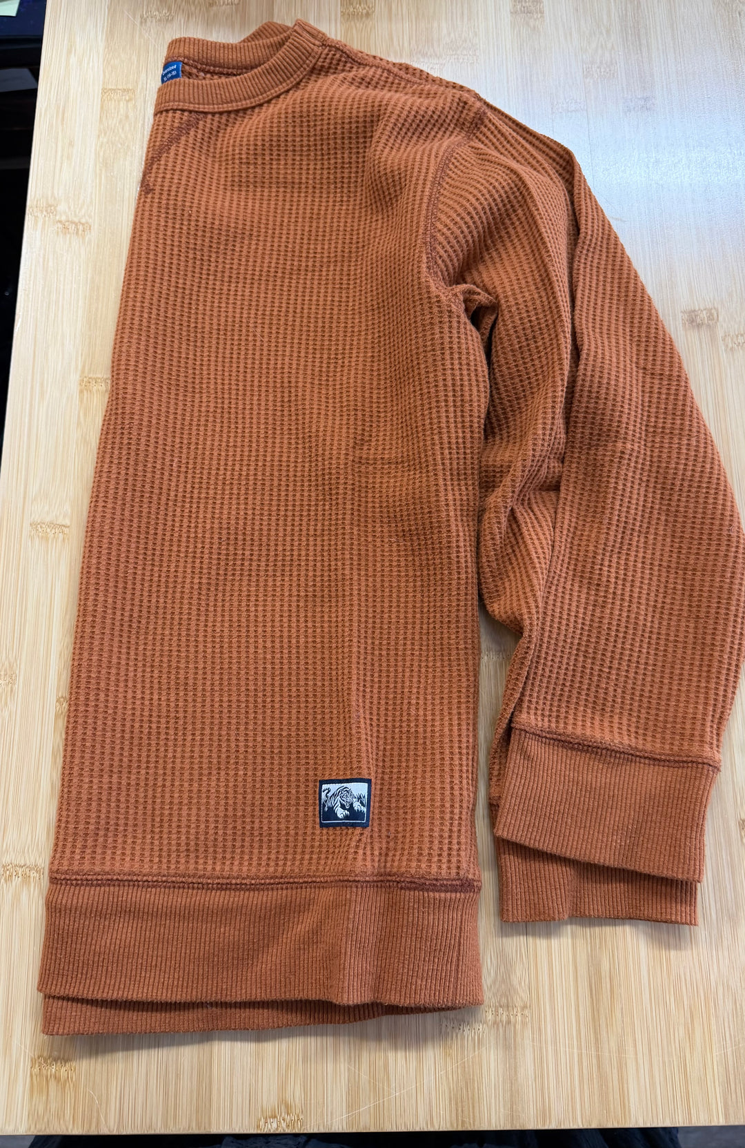 Old Navy Oversized Waffle Knit Shirt – XL (14–16) | Burnt Orange Long Sleeve
