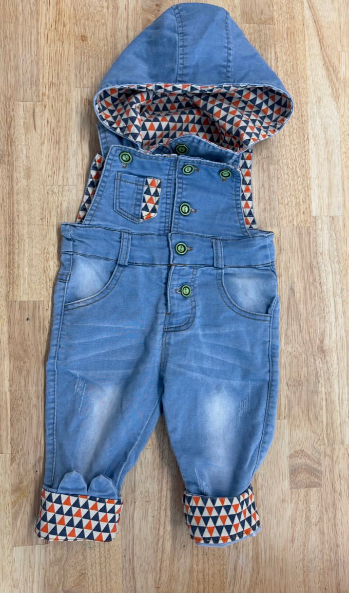 Kidscool Space 3 - 6M Denim Hooded Overalls - Nest and Sprout - Consignment