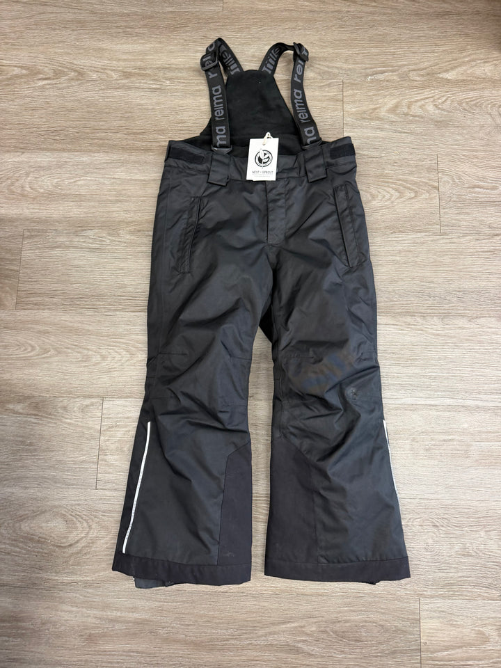 Reima Wingon Reimatec Snow Pants – 116 (6Y) | Black Adjustable Waist & Suspenders | Play
