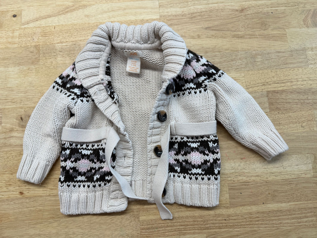 Joe Fresh Knit Sweater Cream Brown Pink | Size 6–12M - Nest and Sprout - Consignment