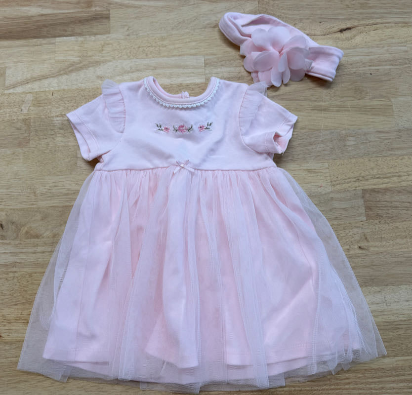 Little Me Tulle Overlay Dress Pink with Headband | Size Unknown