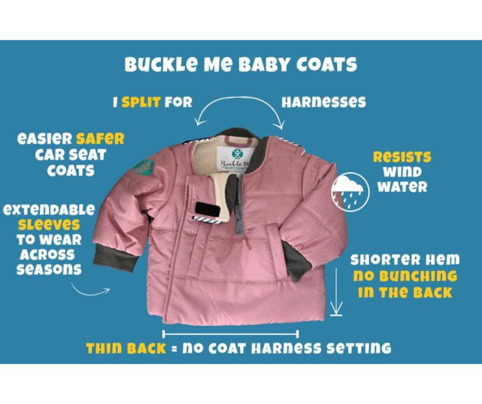 Buckle Me Baby Coats - Car seat friendly coat go at home and stay