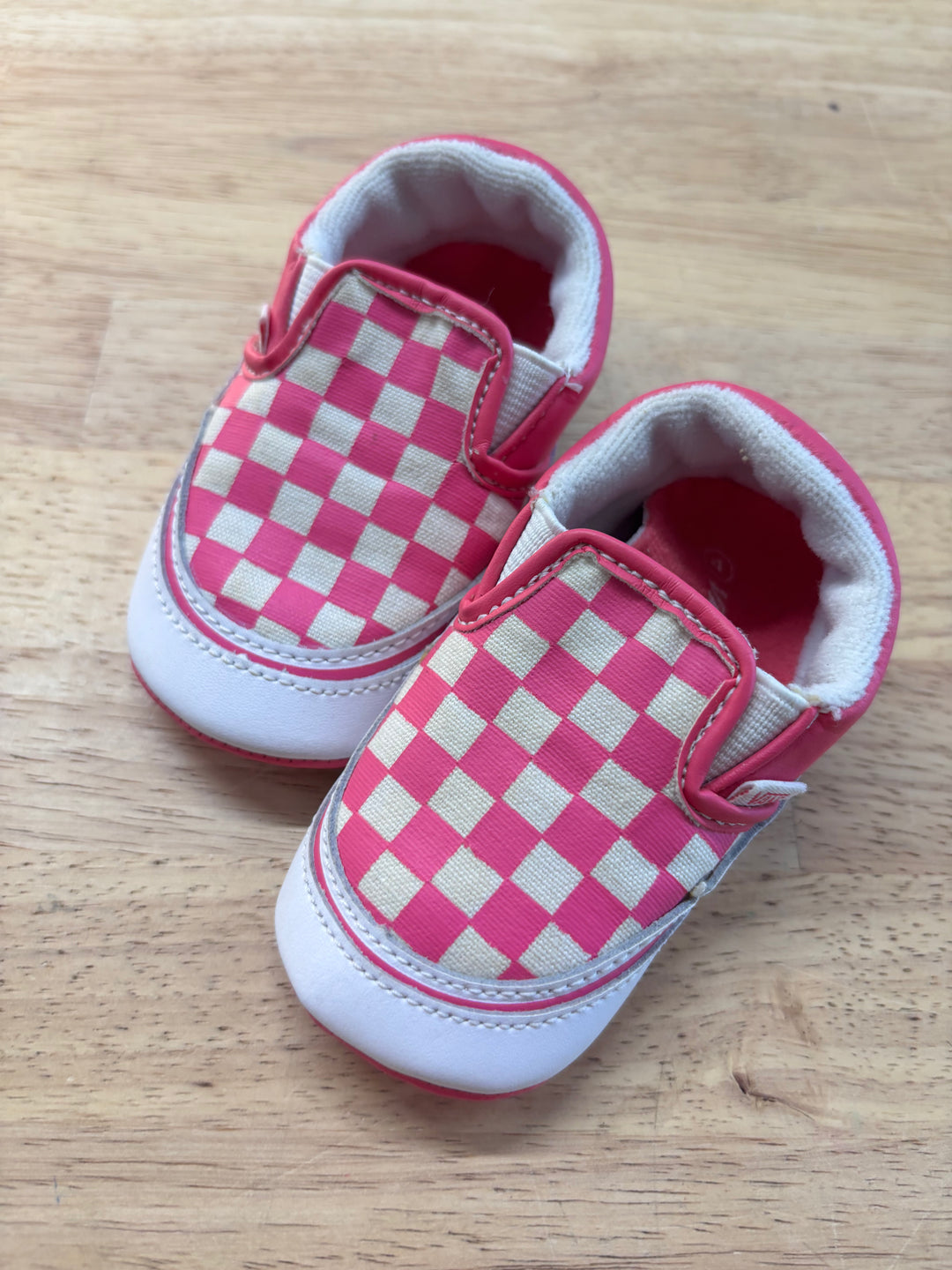 Vans Pink Checker Soft-Sole Booties Size 4 Crib Shoes