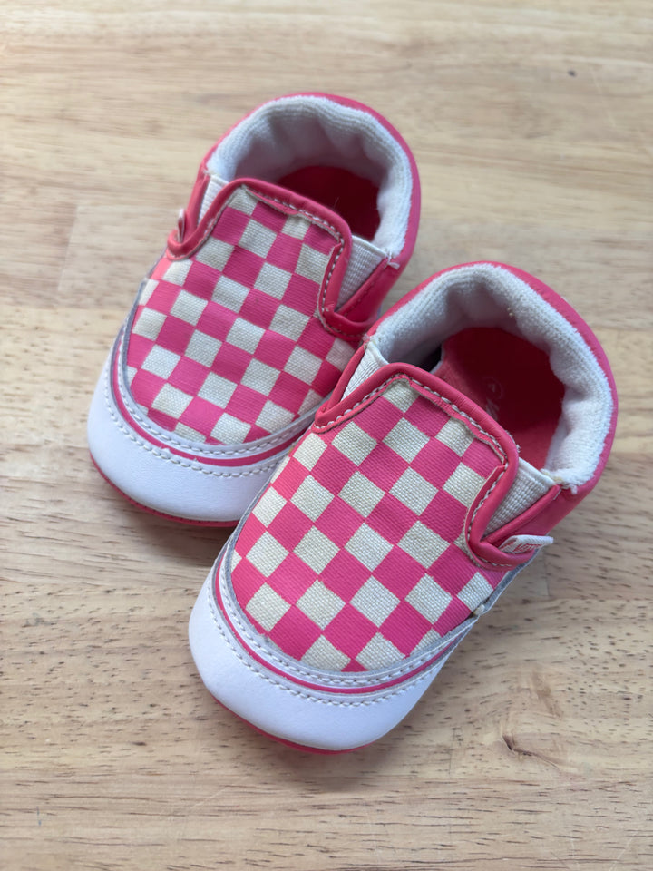 Vans Pink Checker Soft-Sole Booties Size 4 Crib Shoes