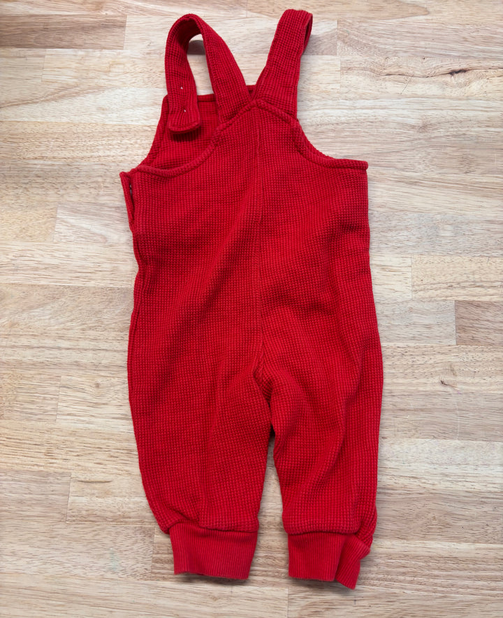 Carters 6 Month Waffle Knit Red Overalls