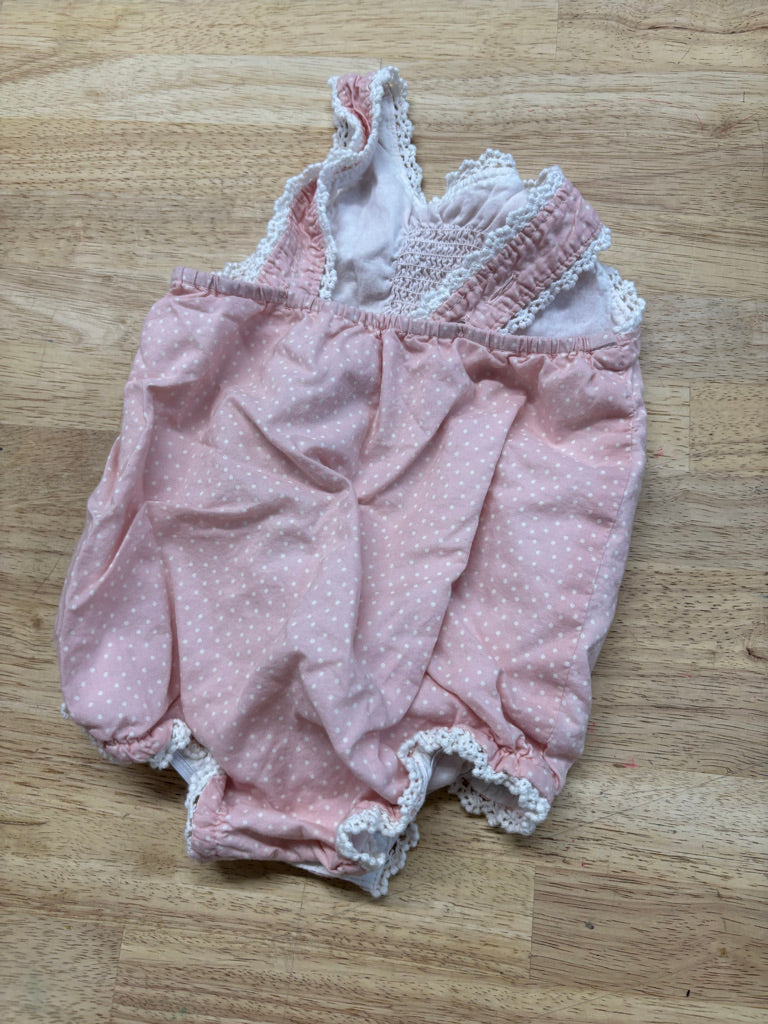 Savanna Polka Dot Bubble Romper Pink | Size 3–6M