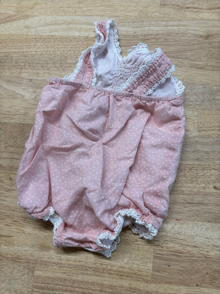Savanna Polka Dot Bubble Romper Pink | Size 3–6M