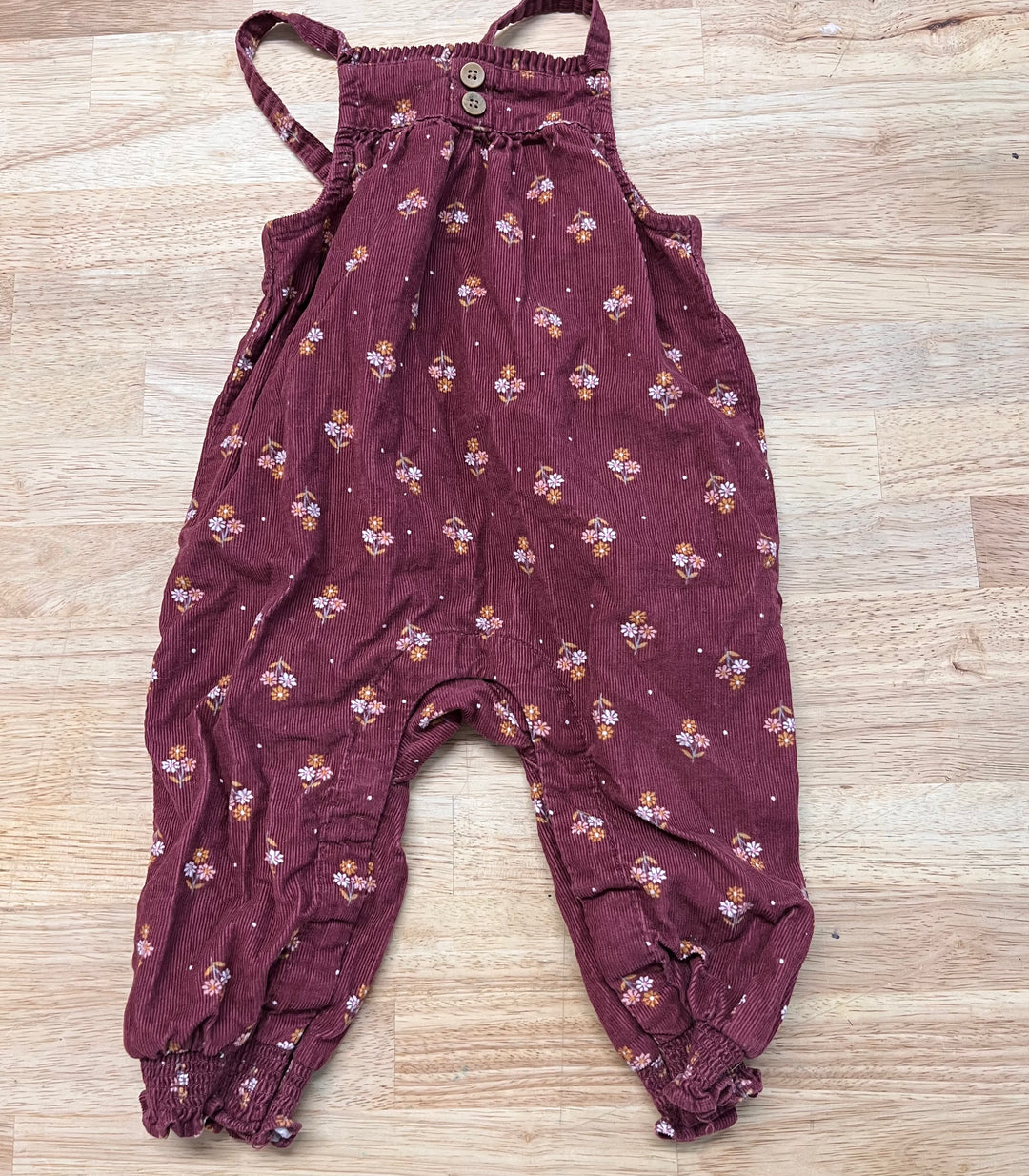 Anko Corduroy Romper – Burgundy Floral, 3–6M