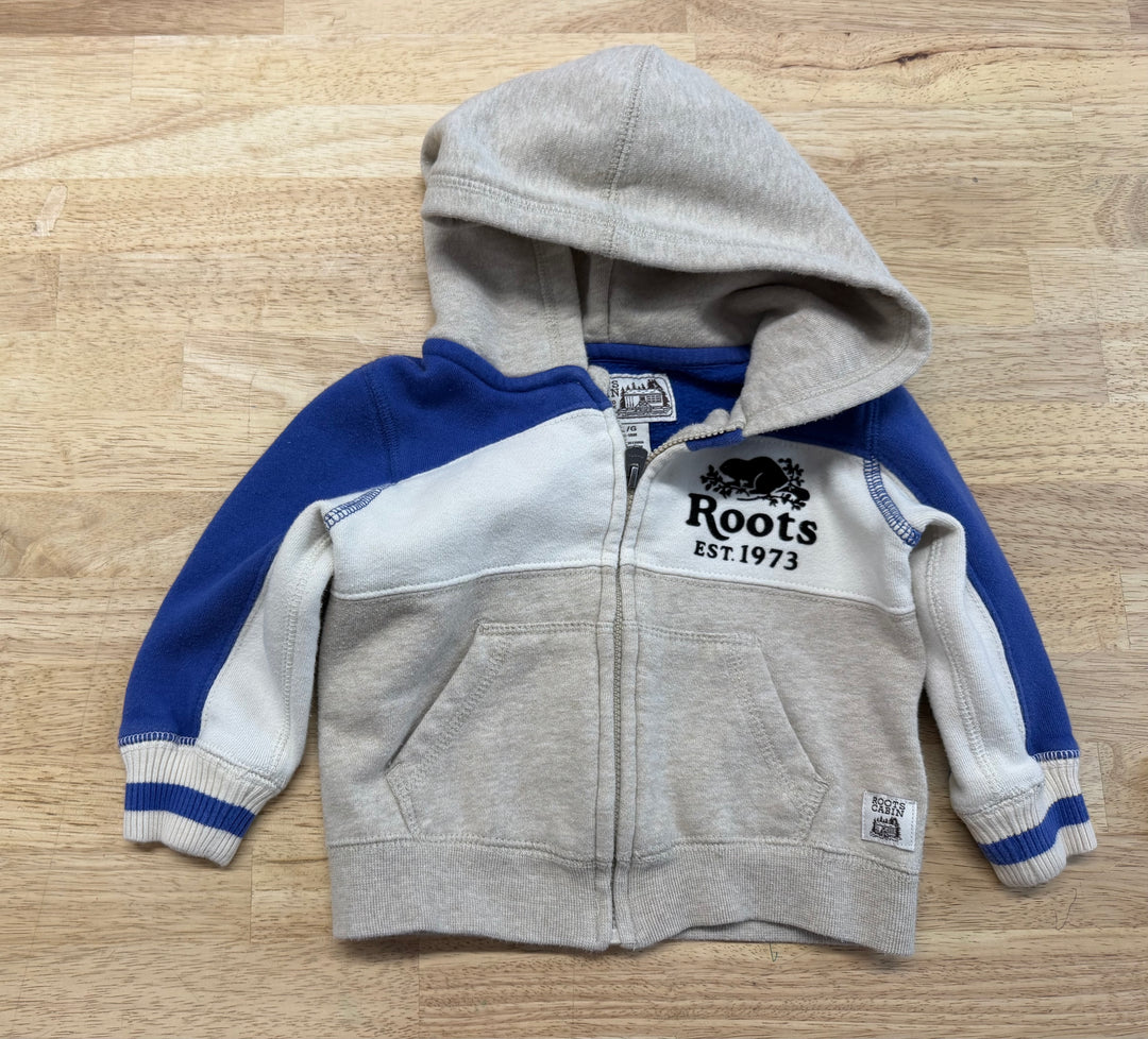 Roots Cabin Three-Tone Zip-Up Sweatshirt – 12–18M | Cream & Blue | Play