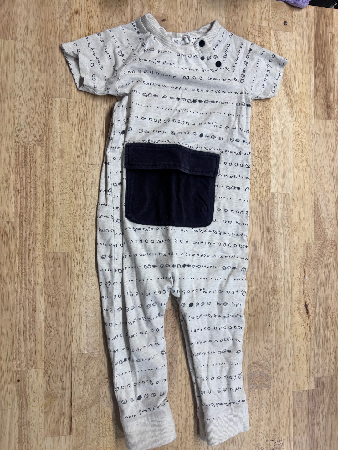 Miles the Label 24M Grey Seed Print Romper
