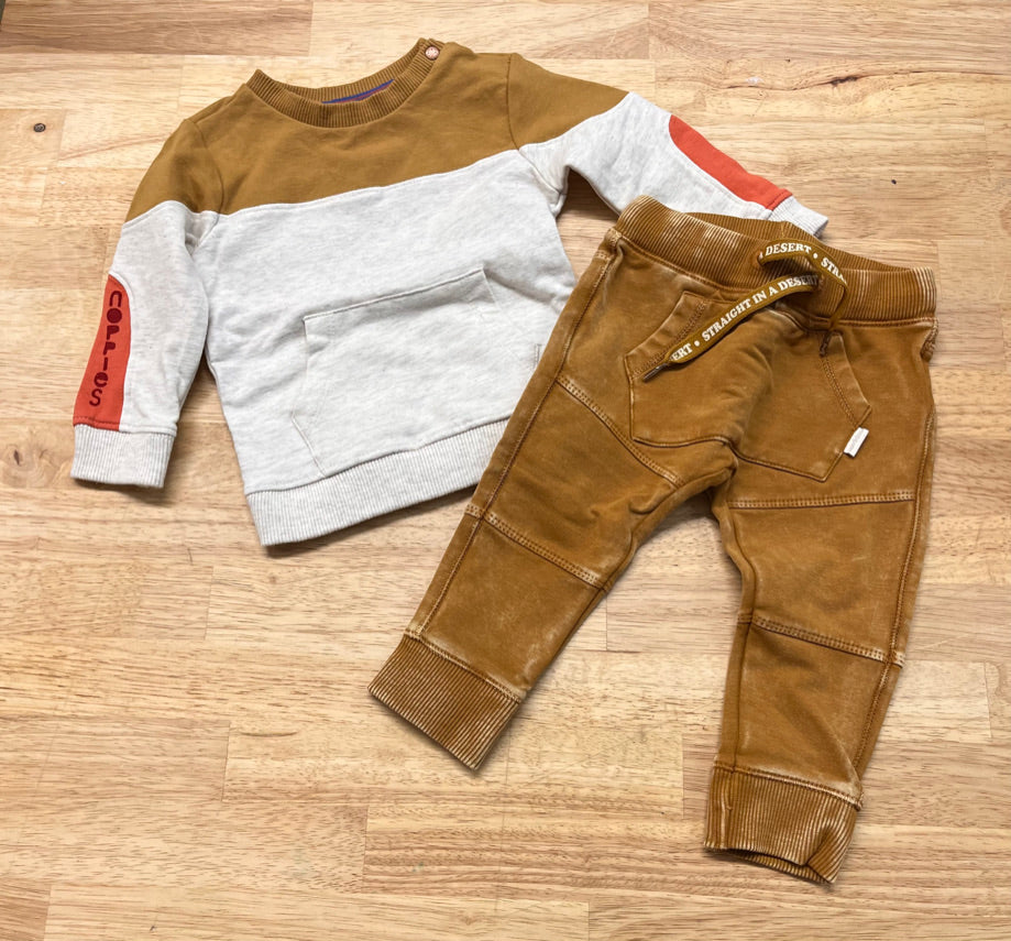 Noppies Outfit Set – Size 4–6M (Cream/Mustard Jogger)