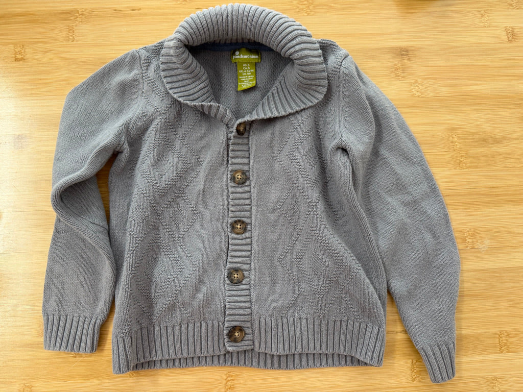 Pandemonium Knit Sweater – 4–5 (100cm) | Grey Button-Up Collar
