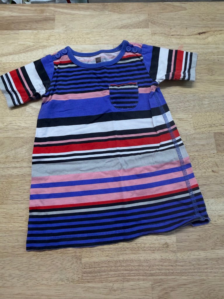 Tea Collection Navy Geometric Dress – 18–24M | Minimal Fade - Nest and Sprout-Consignment